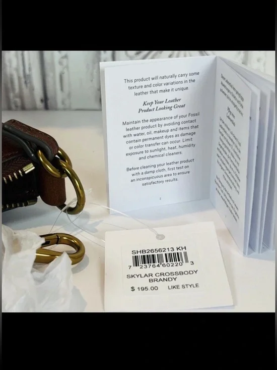 Fossil Skylar Leather Crossbody Purse Brandy Brown Bag Womens NWT Classic Boho - Picture 12 of 17